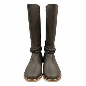 Elephantito Girls Tall Riding Boots Brown Leather Braided Strap Size 13